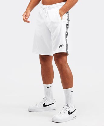 white nike tape shorts