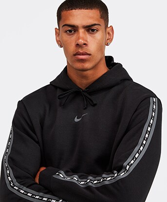 black tape nike hoodie