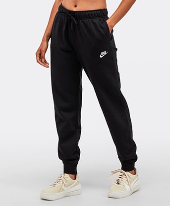 Nike Womens Club Fleece Pant, Black / Black / White