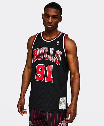  Mitchell & Ness Dennis Rodman Chicago Bulls Swingman Jersey  Black (Small) : Sports & Outdoors