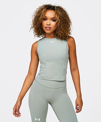 Under Armour Womens Train Seamless Tank Top, Grove Green / White