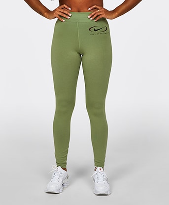 Nike Womens Gel Swoosh High-Waist Legging, Oil Green