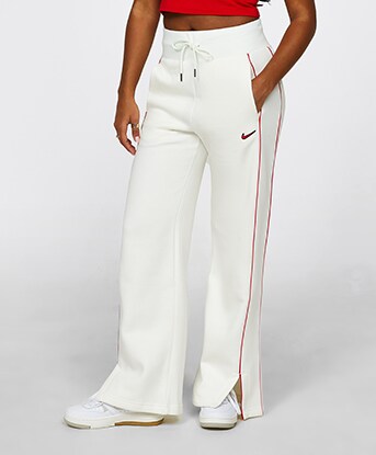 Nike Womens Gel Swoosh Open Hem Fleece Pant, Sail / University Red