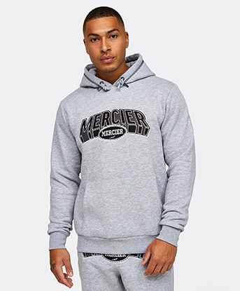 Mercier Court Regular Overhead Hoodie | Grey Marl / Black | Footasylum