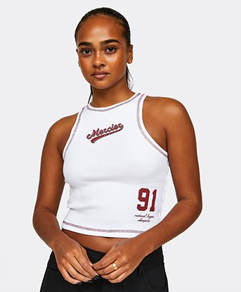 Womens Emerson Ribbed Overlock Tank Top