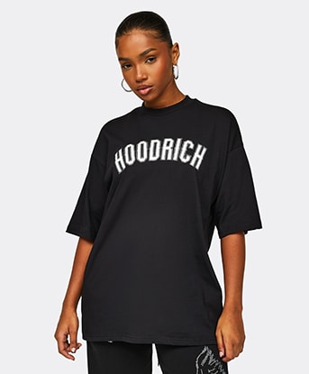 Hoodrich Womens Glide Rhinestone Boyfriend T Shirt Black
