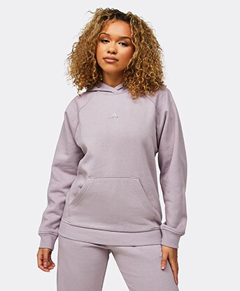 adidas Crop Full-Zip Loungewear Hoodie - Grey, Women's Lifestyle