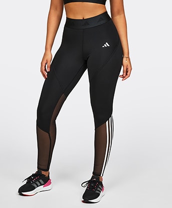 adidas Ladies' 3-Stripe Tight with Mesh, Black Women's Medium