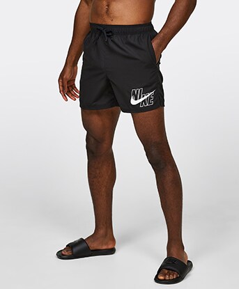 Nike Swim Logo 5 Inch Volley Short Black White Footasylum