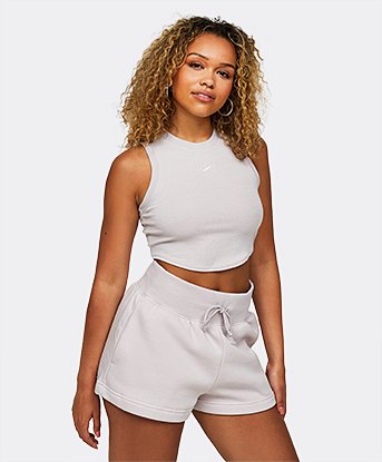 Womens Essential Rib Crop Tank Top