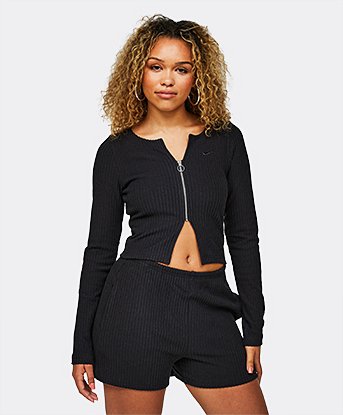 Womens Chill Knit Rib Full Zip Rib Cardigan