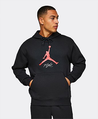 Jordan Baseline HBR Overhead Hoodie Black Gym Red Black Footasylum