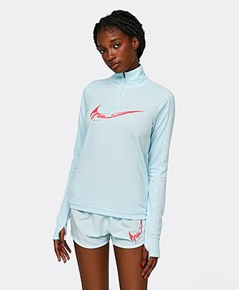 Nike Womens Swoosh HBR Midlayer Long Sleeved T Shirt Glacier Blue Footasylum