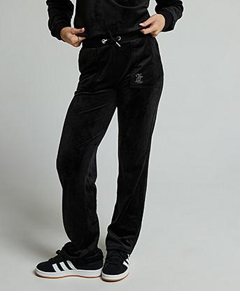 Girls Mini Diamante Velour Wide Leg Pant