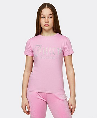 Girls Diamante Fitted T-Shirt