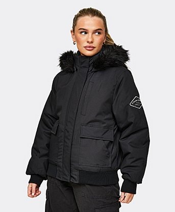 Womens Copped Fur Parka