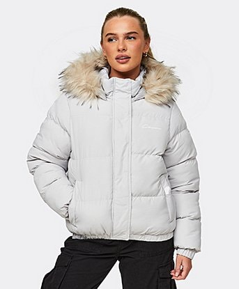 Womens Fur Hooded Puffer Jacket