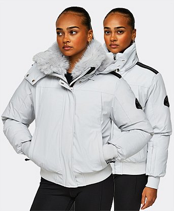 Womens Gabellia Platinum Hooded Bomber Jacket