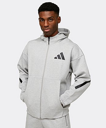 adidas ZNE Full Zip Hoodie Medium Grey Heather Footasylum