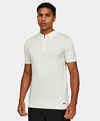 Short Sleeved Quarter Zip Knit Polo Shirt