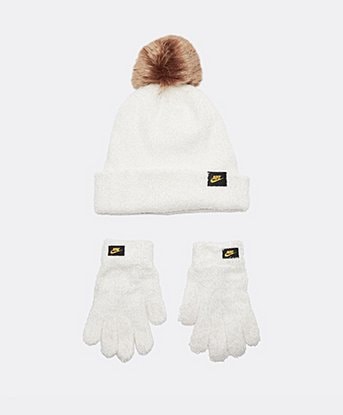 Kids Plush Gifting Peak Gloves and Beanie Set