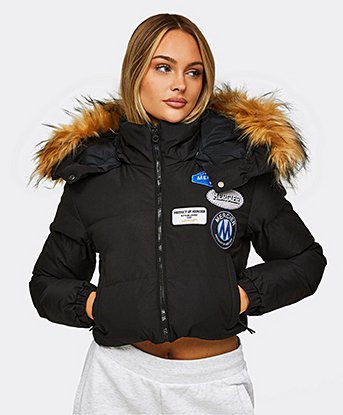 Womens Original Badge Fur Jacket
