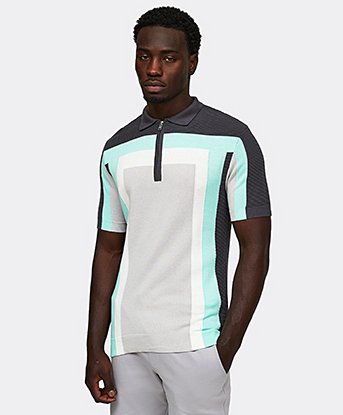 Knit Panel Polo Shirt
