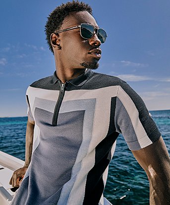 Knit Panel Polo Shirt