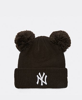 Womens Female Double Pom NY Yankees Beanie