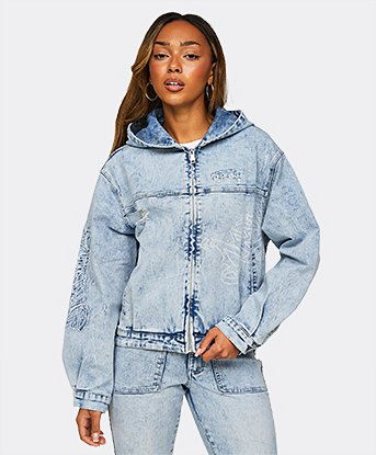 Womens Relentless Oversized Denim Hoodie