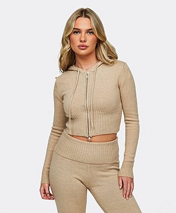 Womens Knitted Full Zip Hoodie
