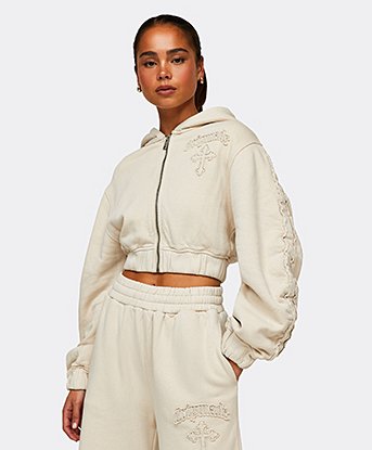 Womens Emnity Ruched Crop Full Zip Hoodie