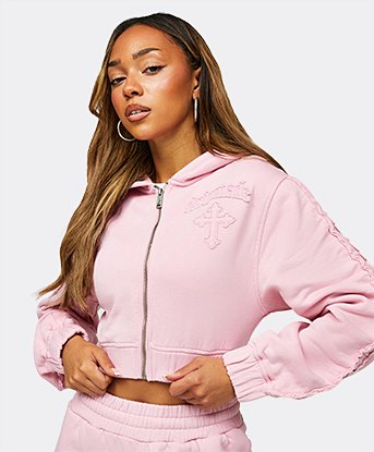 Womens Emnity Ruched Crop Full Zip Hoodie