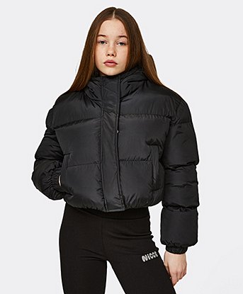 Girls Crop Hooded Puffer Jacket