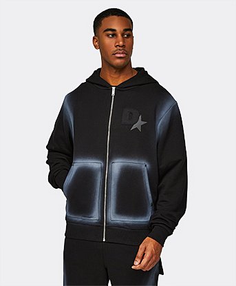 Dripmade Carpenter Spray Full Zip Hoodie Washed Black Footasylum