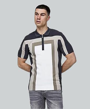 Knit Panel Polo Shirt