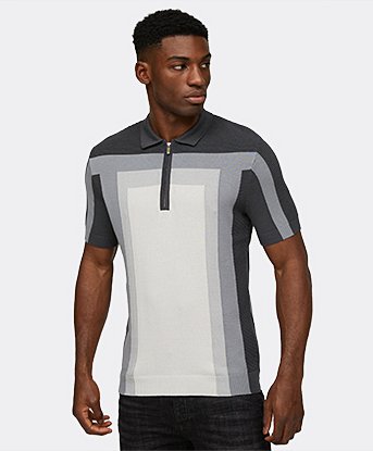 Knit Panel Polo Shirt