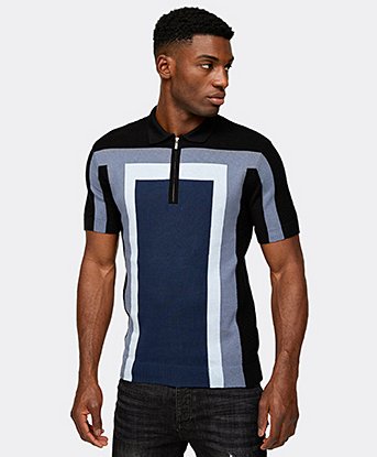 Knit Panel Polo Shirt