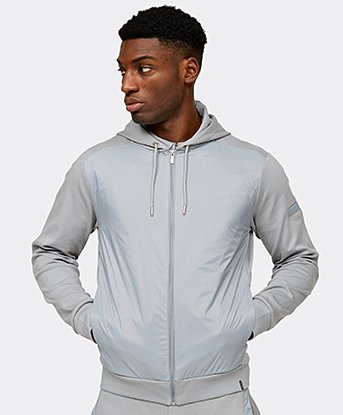 Woven Overlay Full Zip Hoodie