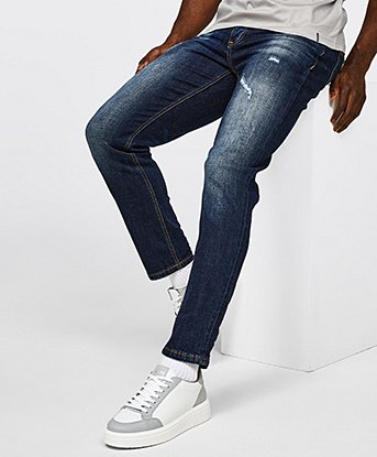 Straight Fit Washed Denim Jean
