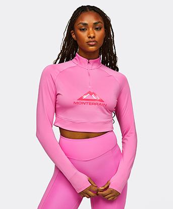 Womens Glide Crop Quarter Zip Long Sleeve T-Shirt