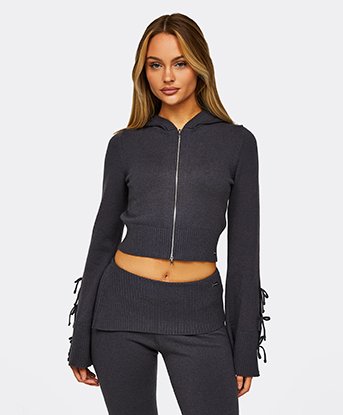 Womens Alahna Zip Through Knitted Hoodie