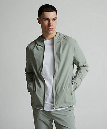 Woven Zip Through Hoodie