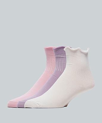 Womens 3 Pack Lettuce Hem Ankle Sock