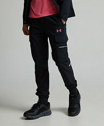Under Armour Junior Tech Utility Woven Pant Black Super Pink