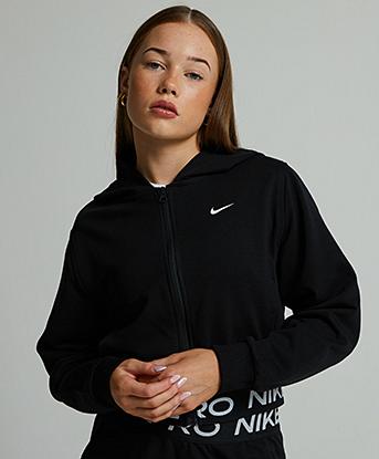 Zip Sweatshirt Nike Pro Women's Fleece Cropped Pullover Grey