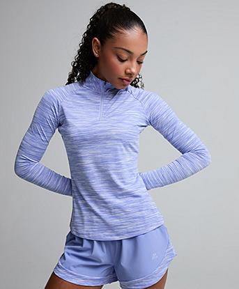Montirex Womens Trail 2.0 Quarter Zip Top | Lilac Sapphire / White