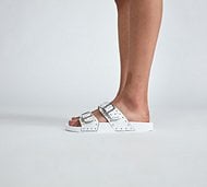 Kaltur Womens Pinstud 2-Strap Slide - White - Size 3