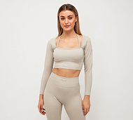 Forena Womens Faye Ribbed Seamless Long Sleeve Halter Top - Grey - Size XS/S