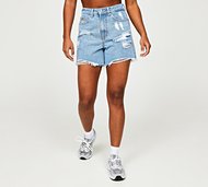 Forena Womens Bella Long Denim Short - Blue - Size XS